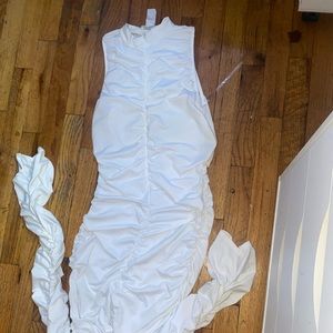 White ruched body suit